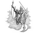 a knight with a moon in the backround tattoo design idea