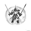 a knight with a moon in the backround tattoo design idea