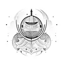 a knight with a moon in the backround tattoo design idea