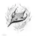 underwater with stingray tattoo design idea
