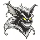 A demonic Grinch with a twisted smile and glowing eyes tattoo design idea