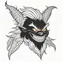 A demonic Grinch with a twisted smile and glowing eyes tattoo design idea