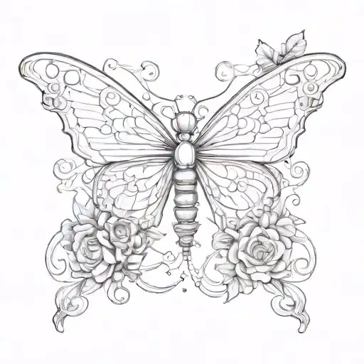 memorial for aunt butterfly's flying w  rosary intertwined   tattoo design idea