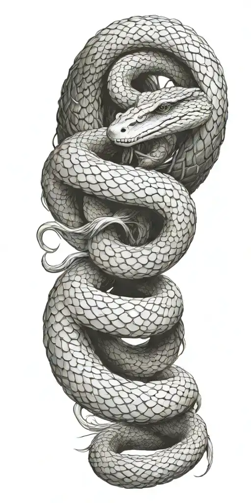 A Norse mythology inspired full sleeve with don't tread on me snake  tattoo design idea