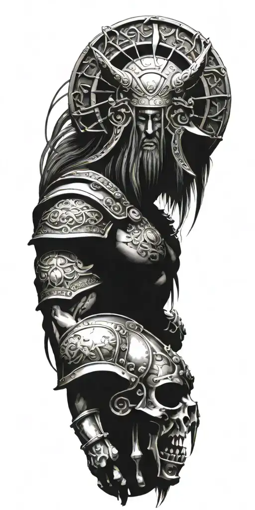 viking warriors valhalla tattoo design idea