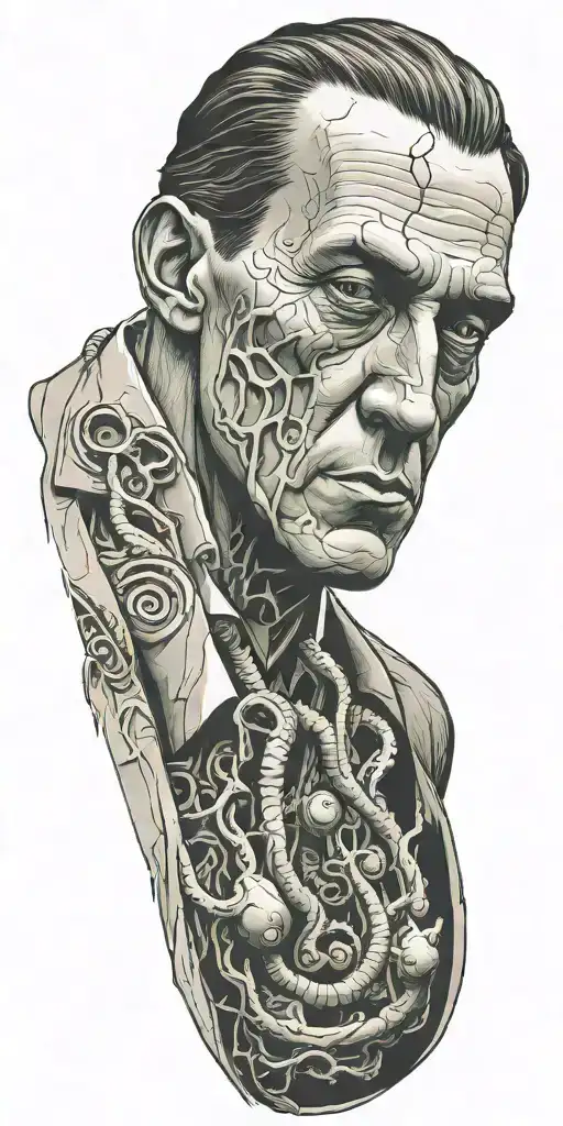 a man bent over with testicles h p lovecraft tattoo design idea