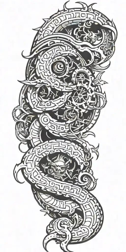 norse mythology battling tattoo design idea