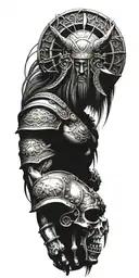 viking warriors valhalla tattoo design idea