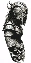 viking warriors valhalla tattoo design idea