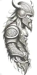viking warriors valhalla tattoo design idea