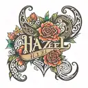 name hazel with date 06/05/2024 tattoo design idea