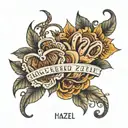 name hazel with date 06/05/2024 tattoo design idea