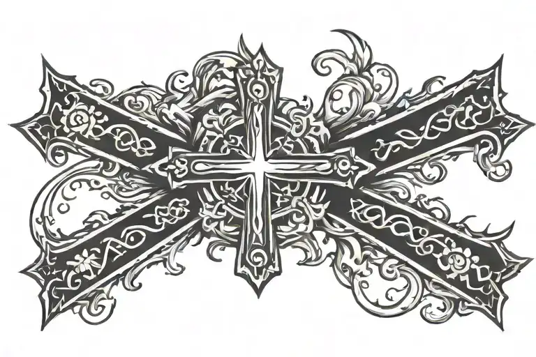 cross surrounded by albanian flag tattoo design idea