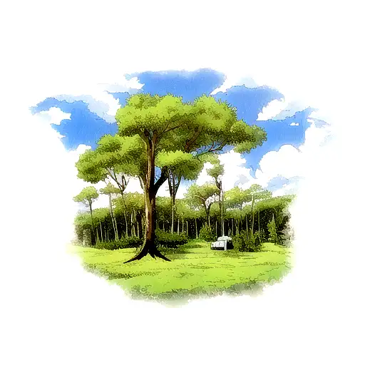 berg wald sonne tattoo design idea