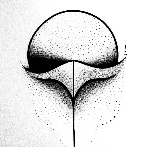Design a minimalist and psychedelic image in traditional black ink line that represents the concept of Murphy's Law.  tattoo design idea
