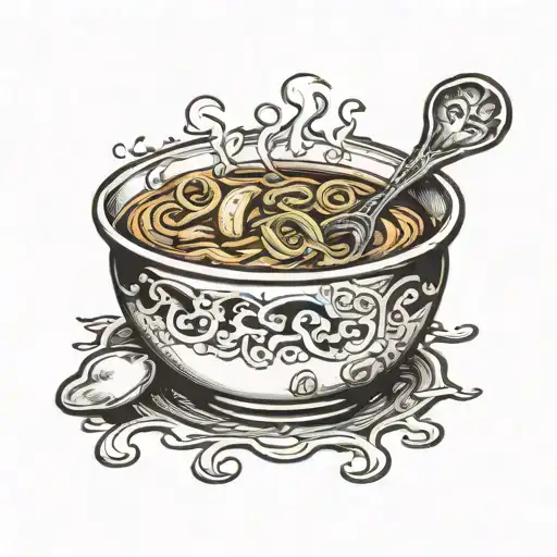 Soup bowl with "I gotta focus, I'm shifting into soup mode" tattoo design idea