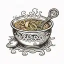 Soup bowl with "I gotta focus, I'm shifting into soup mode" tattoo design idea