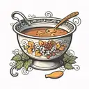 Soup bowl with "I gotta focus, I'm shifting into soup mode" tattoo design idea