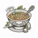 Soup bowl with "I gotta focus, I'm shifting into soup mode" tattoo design idea