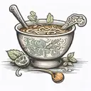 Soup bowl with "I gotta focus, I'm shifting into soup mode" tattoo design idea