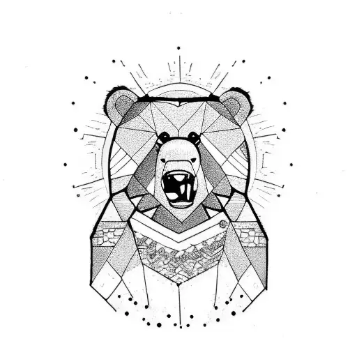 half teddy bear half angry grizzly tattoo design idea