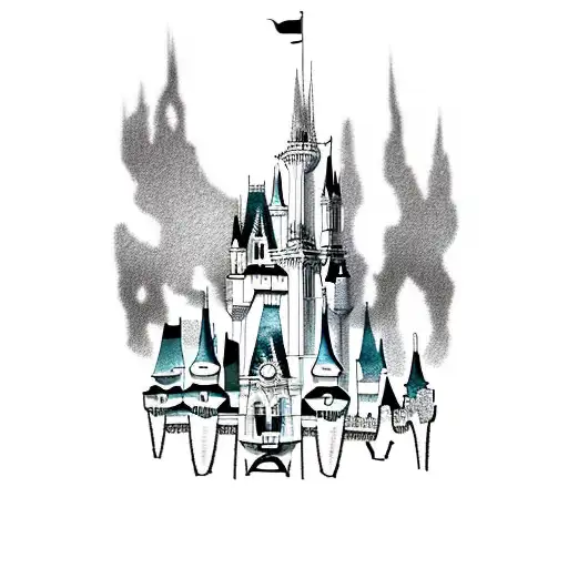 Disney castle simple  tattoo design idea