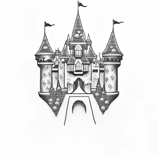 Disney castle simple  tattoo design idea