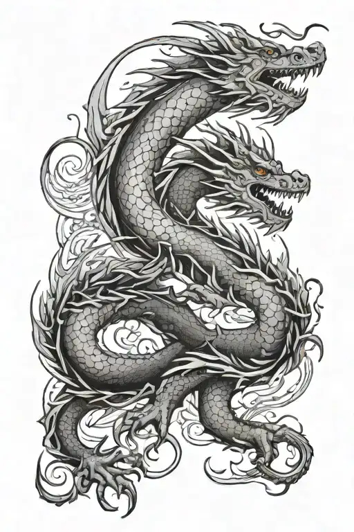 2 different dragons wrapping around the arm facing away from each other  half sleeve tattoo design idea