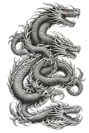 2 different dragons wrapping around the arm facing away from each other  half sleeve tattoo design idea