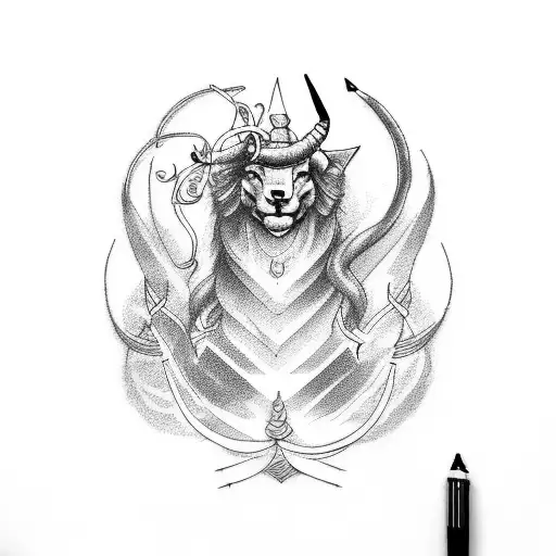 Creating a tattoo design that reflects your Capricorn sign, your love for risk-taking, and your never-give-up attitude c tattoo design idea