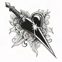love dagger in the heart tattoo design idea