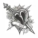 love dagger in the heart tattoo design idea