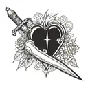 love dagger in the heart tattoo design idea