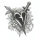 love dagger in the heart tattoo design idea