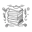 A minimalist tattoo of a bookshelf with Disney characters as book covers tattoo design idea