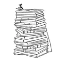 A minimalist tattoo of a bookshelf with Disney characters as book covers tattoo design idea