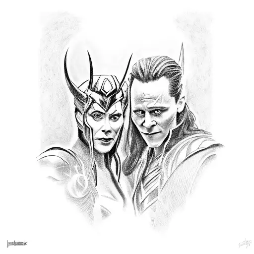 Loki and Hela from marvel films together  tattoo design idea