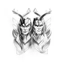 Loki and Hela from marvel films together  tattoo design idea