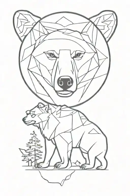 bear and the wolf tattoo design idea