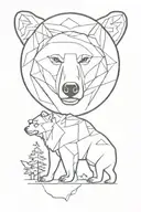 bear and the wolf tattoo design idea