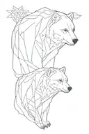 bear and the wolf tattoo design idea
