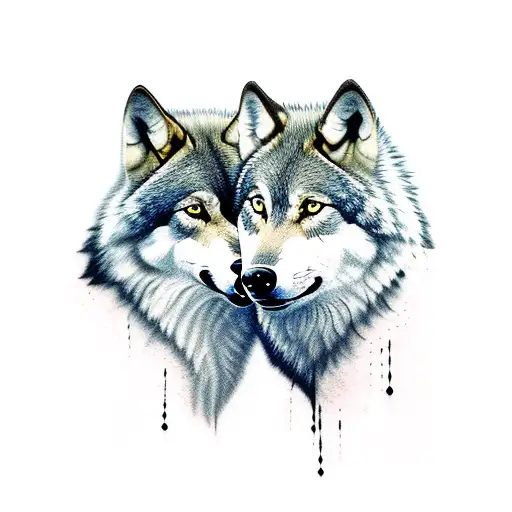 two wolves fighting  tattoo design idea