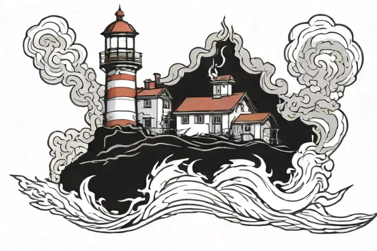 the lighthouse is burning tattoo design idea