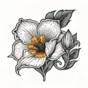 California poppy flower tattoo design combining musical notes tattoo design idea