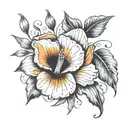 California poppy flower tattoo design combining musical notes tattoo design idea