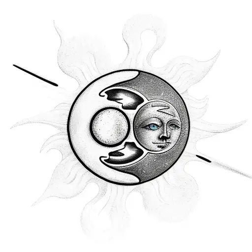 Sun and Moon tattoo design idea