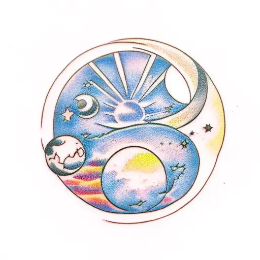 Sun and Moon tattoo design idea
