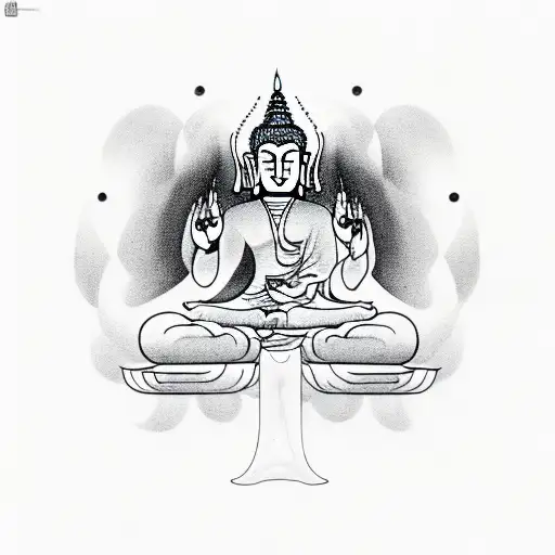 Buddha, chakras, smoke, ohm tattoo design idea