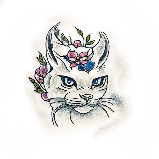 Craft a byakko tattoo showcasing a powerful depiction of Byakko against a backdrop of blooming flowers tattoo design idea