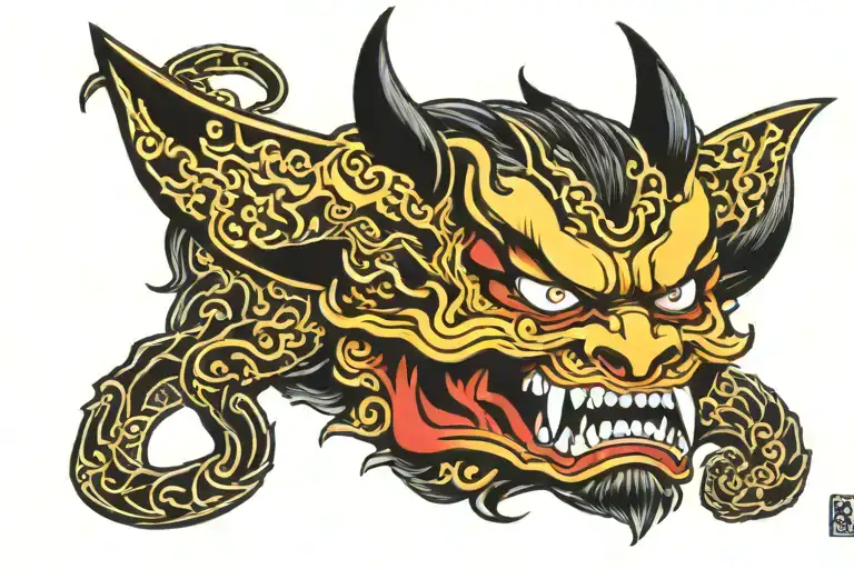 Demon face  tattoo design idea